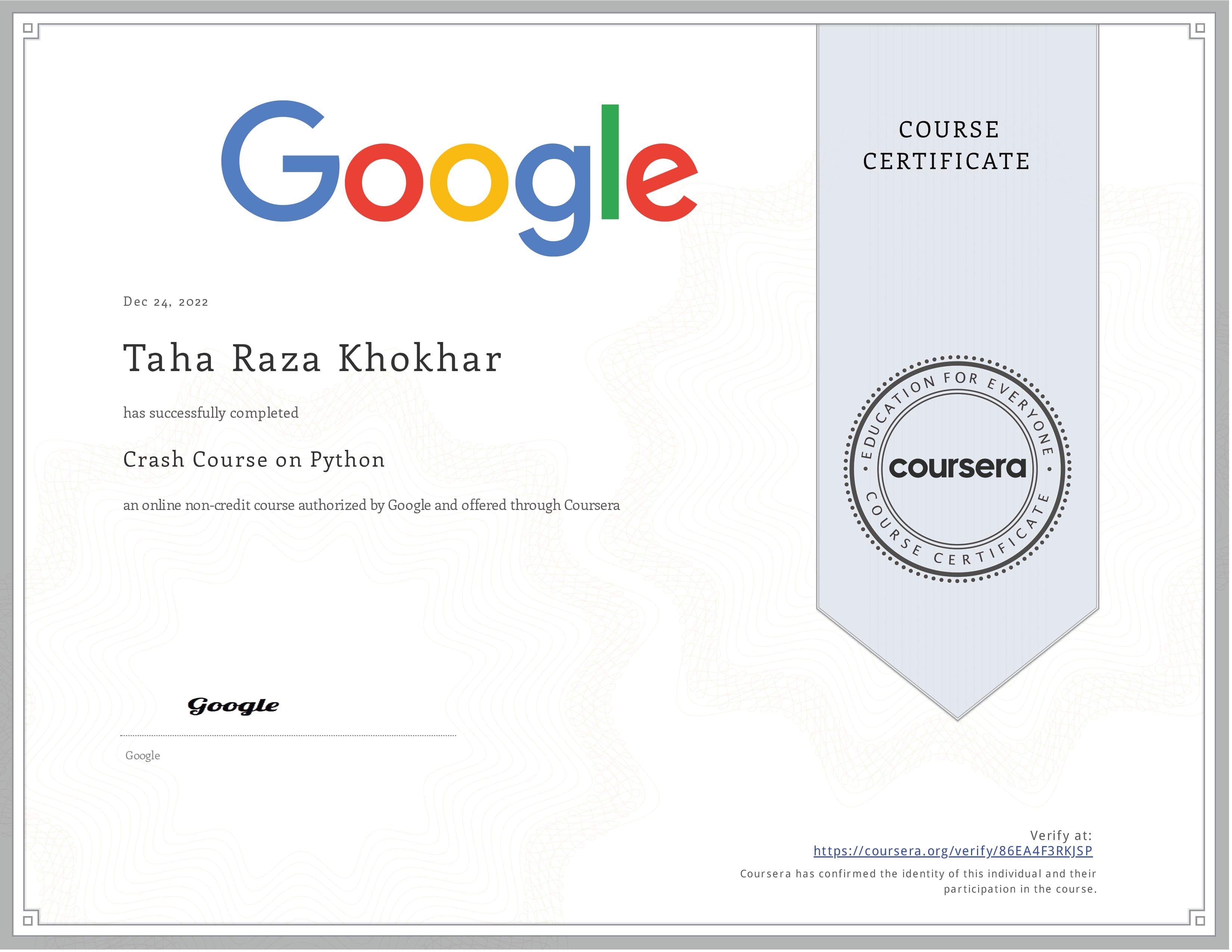 Google Crash Course on Python
