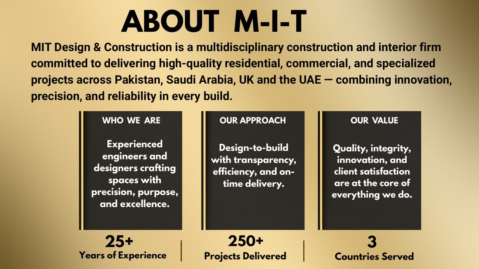 Company profile design for MIT Design & Construction by Softologics — slide preview (countries served)